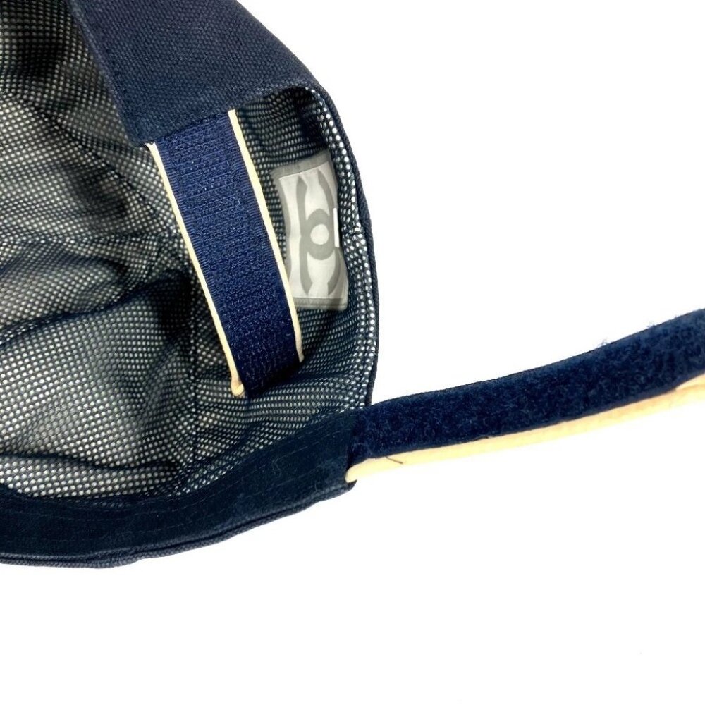CHANEL Sports CC CC Mark logo hat cap baseball cap cotton Navy/Red - Picture 11 of 16